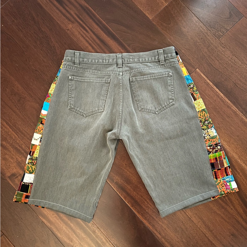 hippie patchwork shorts Stealie bolt 🧡⚡️🩵 grateful tour dead festival upcycled - Picture 7 of 8
